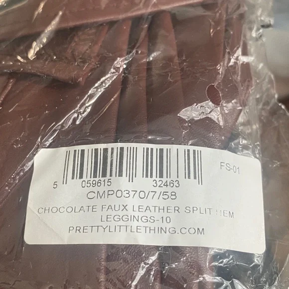 Prettylittlething chocolate faux leather split hem legging US6 - Picture 2 of 3